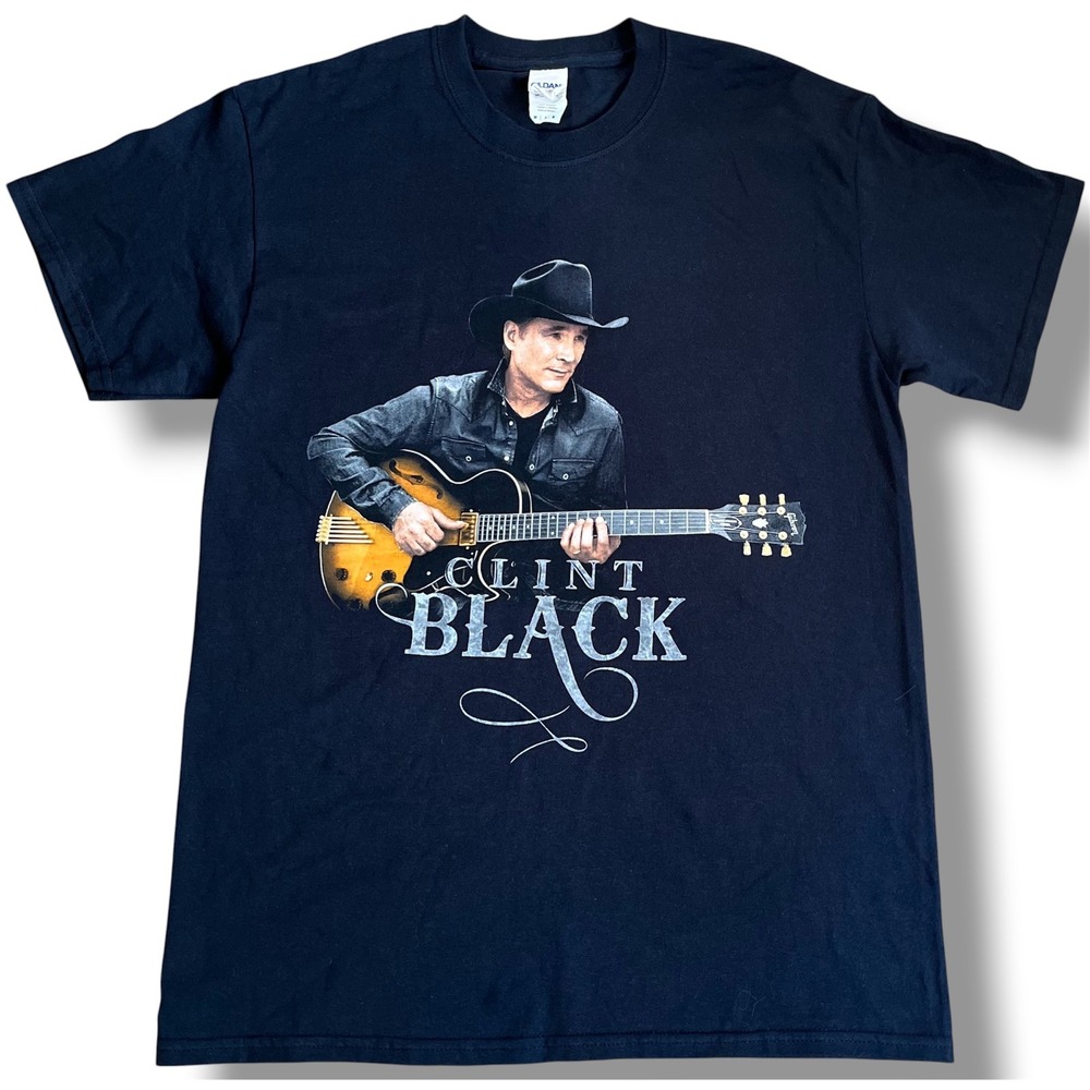Clint Black On Purpose Tour T-Shirt Mens Medium Black‎ Gibson Guitar Graphic Tee